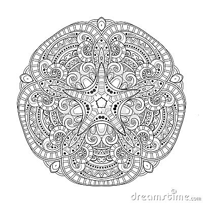 Vector Beautiful Deco Monochrome Contour Star, Patterned Design Element Vector Illustration