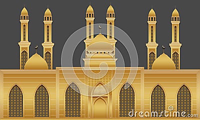 vector beautiful luxury gold mosque 2 Vector Illustration