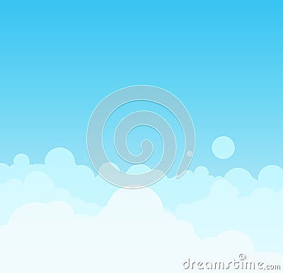 Vector Beautiful minimalistic cloudscape in sunny day Vector Illustration