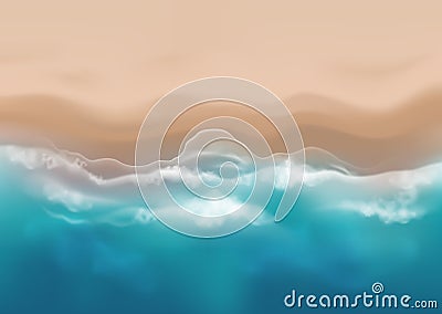 Vector beautiful realistic top view illustration of sandy summer beach - template for your poster of banner Vector Illustration