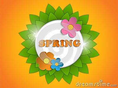 Beautiful Spring Flowers Orange Background Vector Illustration