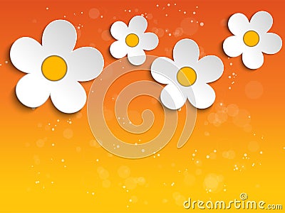 Beautiful Spring White Flowers Background Vector Illustration