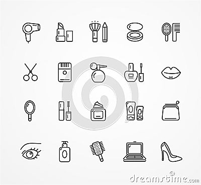 Vector beauty outline icon set Vector Illustration