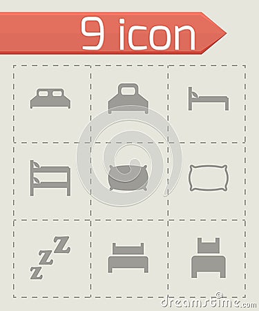 Vector bed icon set Vector Illustration