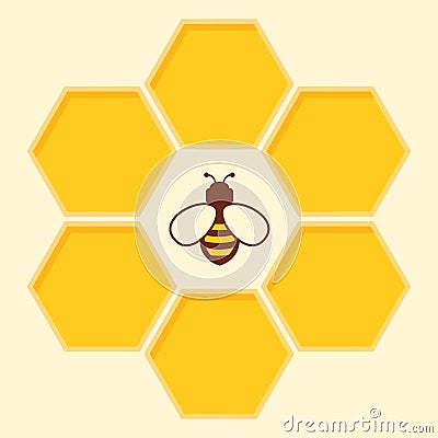 Vector bee and honeycomb icon Vector Illustration