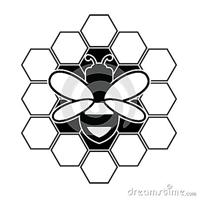 Vector bee and honeycomb icon Vector Illustration