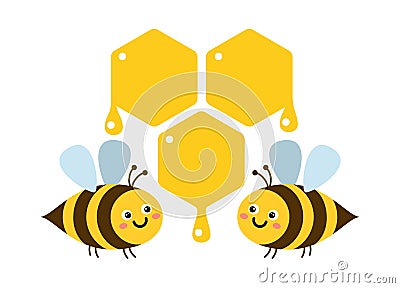 Vector bee and honeycomb icon Vector Illustration