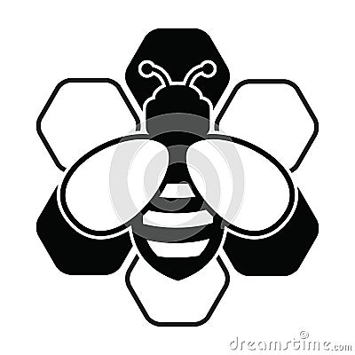 Vector bee and honeycomb icon Vector Illustration