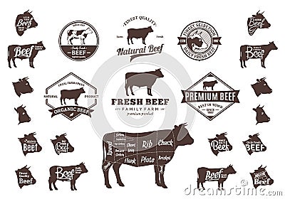 Vector Beef Logo, Icons, Charts and Design Elements Vector Illustration