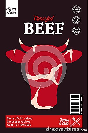 Vector beef packaging or label design Vector Illustration