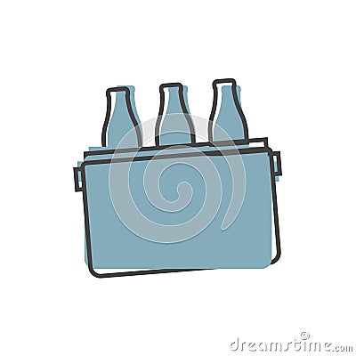Vector beer fridge icon. Beverage cooler bag on cartoon style on white isolated background Vector Illustration