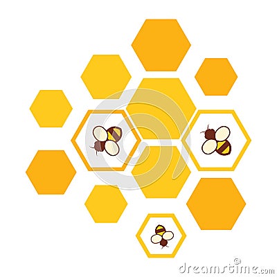 Vector bees and honeycomb icon Vector Illustration