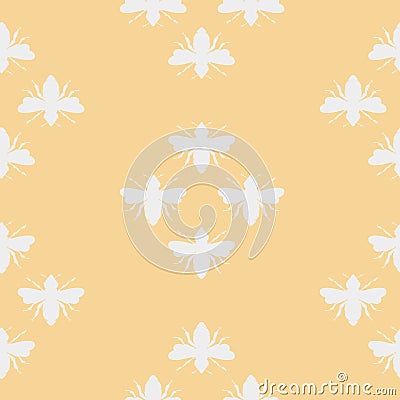 Vector Bees Tiles Shapes on Pastel Yellow seamless pattern background. Vector Illustration