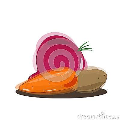 Vector beets and carrots and potatoes in watercolor style on a white background Vector Illustration