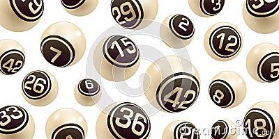 Vector Beige Bingo / Lottery Number Balls Set isolated Vector Illustration