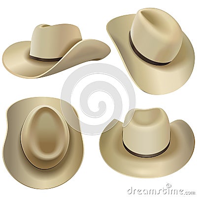 Vector Beige Cowboy Hats Vector Illustration