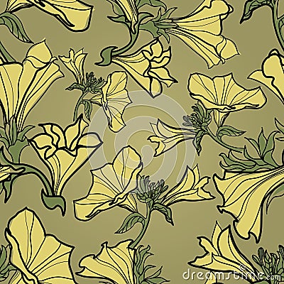 Vector bell-flowers pattern Vector Illustration