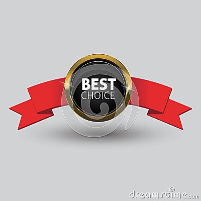 Vector best choice red label with ribbons. Vector Illustration