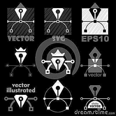 Vector bezier curve pen tool icon. Vector Illustration