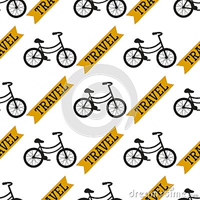 Vector bicycles vintage style old bike seamless pattern background transport illustration Vector Illustration