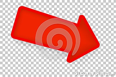 Big Red Paper Cut Syle Arrow with soft shadow at Transparent Effect Background Vector Illustration