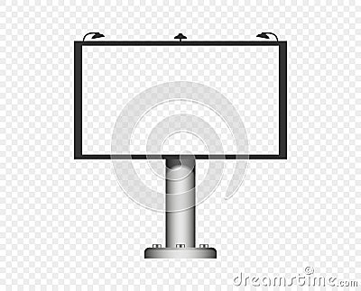 Vector Billboard blank with lights on one rack, layout. Overlay object on an isolated transparent background. Vector Illustration