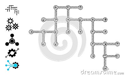Mesh Wireframe Binary Circuit Icon Vector Illustration