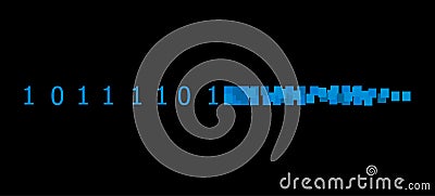Vector binary code is transforming to the pixels, colorful blue illustration, design element. Vector Illustration