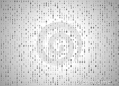 Vector binary code white background. Big data and programming hacking, decryption and encryption, computer streaming black numbers Vector Illustration
