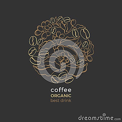 Vector bio symbol. Natural coffee tree Vector Illustration