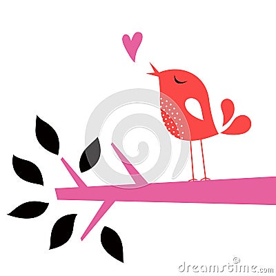 Vector bird love card Vector Illustration