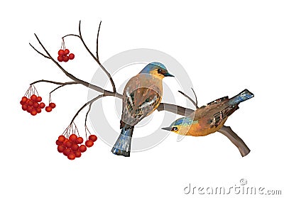 Vector Birds on Branch Vector Illustration