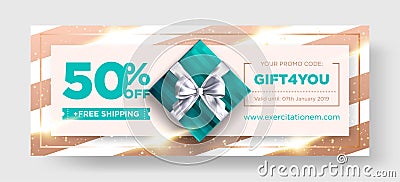 Vector Birthday Gift Coupon. Elegant Christmas Voucher Design Vector Illustration