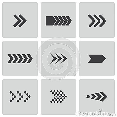 Vector black arrows icons set Vector Illustration