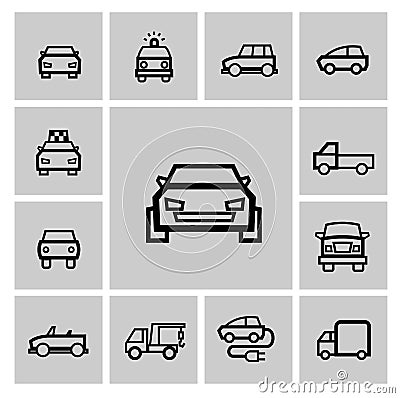 Vector black auto icon set Vector Illustration