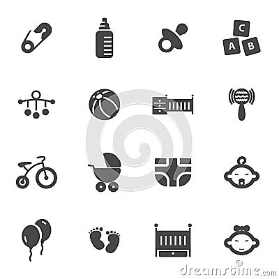 Vector black baby icons set Stock Photo