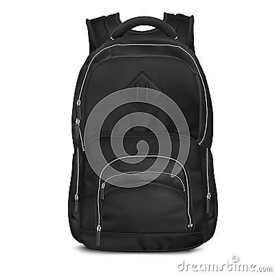 Vector Black Backpack bag Stock Photo