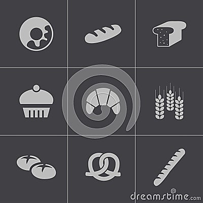 Vector black bakery icons set Vector Illustration