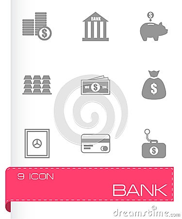 Vector black bank icons set Vector Illustration