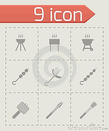 Vector black barbecue icon set Vector Illustration