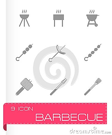 Vector black barbecue icon set Vector Illustration