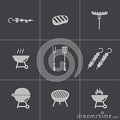 Vector black barbecue icons set Vector Illustration