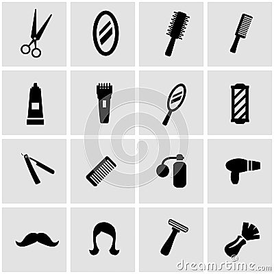 Vector black barber icon set Vector Illustration