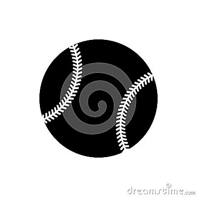 Vector black baseball ball icon. Game equipment. Professional sport, classic ball for official competitions and tournaments. Vector Illustration