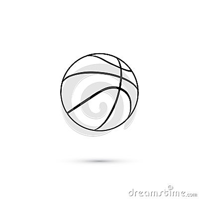 Vector black basketball ball line icon isolated on white background. Vector Illustration