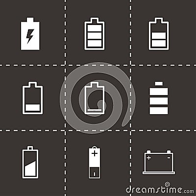 Vector black battery icon set Vector Illustration