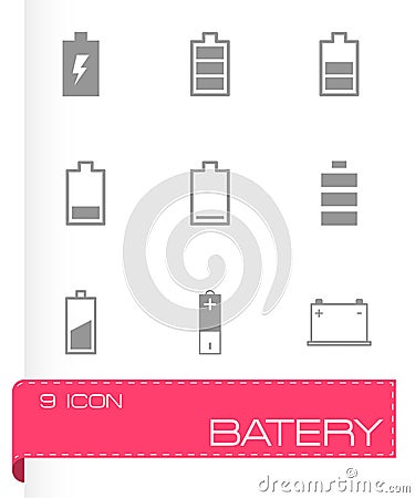 Vector black battery icon set Vector Illustration