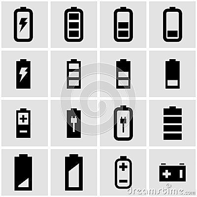 Vector black battery icon set Stock Photo