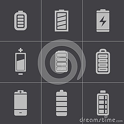 Vector black battery icons set Stock Photo