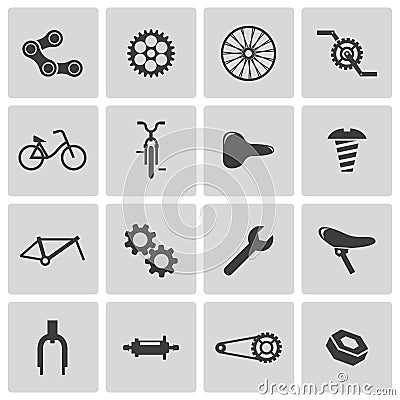 Vector black bicycle part icons Stock Photo